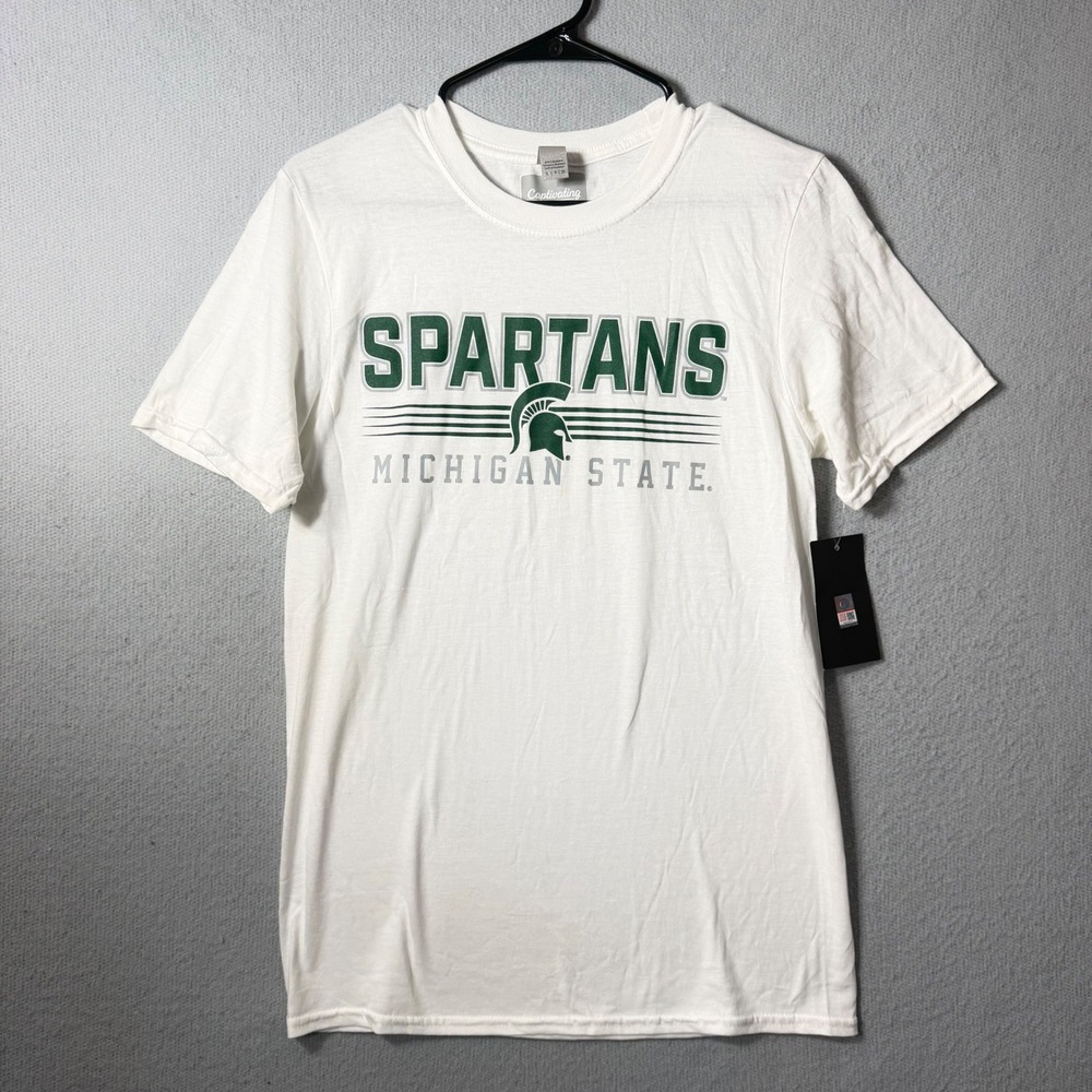 Captivating Michigan State Spartans White Graphic T-Shirt Mens Small NWT